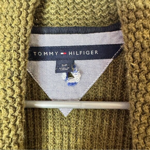 Tommy Hilfiger cardigan sweater buttons pockets knit Khaki Cardigan Sweater - Picture 4 of 4